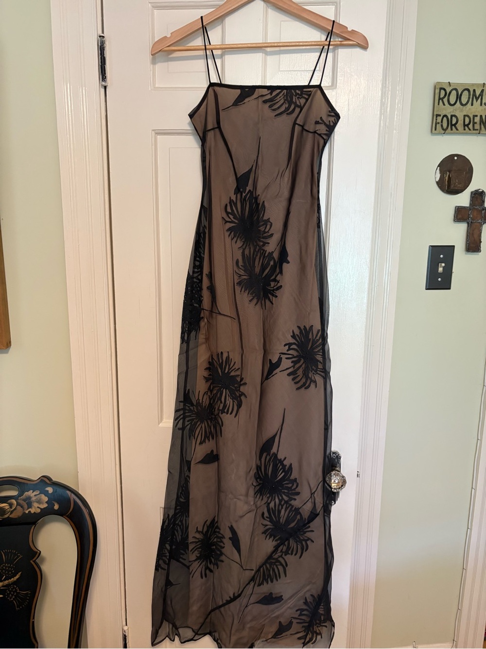 Laundry By Shelli Segal Black Sheer Floral Maxi Dress - Picture 1 of 4